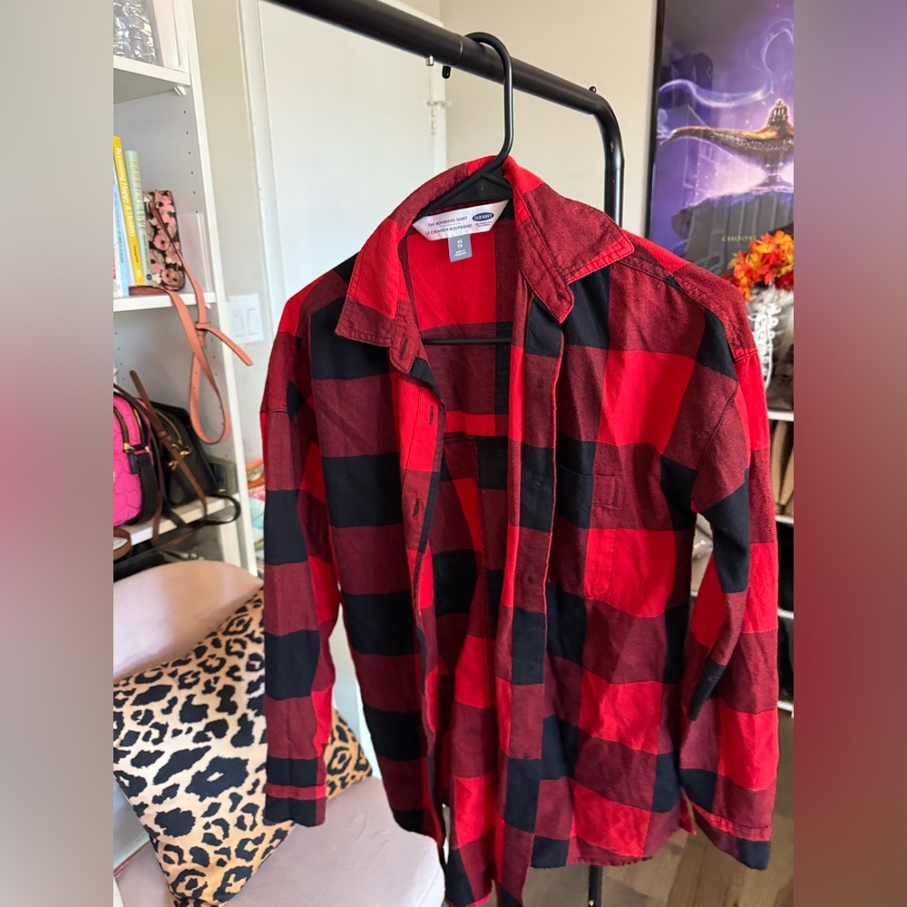 Old Navy Red and Black Checkered Shirt